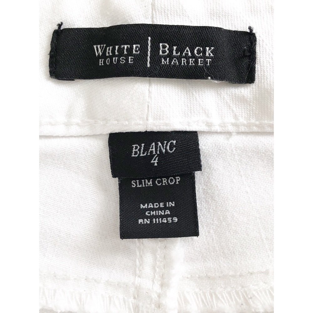 WHBM White Blanc Slim Crop Jeans with Rhinestone Studs and Zipper Bottoms - Picture 6 of 8